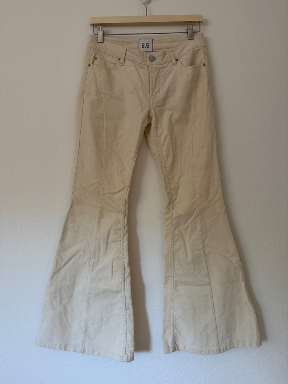 Urban Outfitters BDG Corduroy Extreme Flare Pants Creme Size 28 Rodeo Western